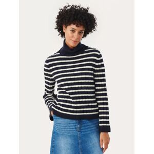 Part Two Calluna Stripe Roll Neck Cashmere Blend Jumper - Dark Navy - Female - Size: L