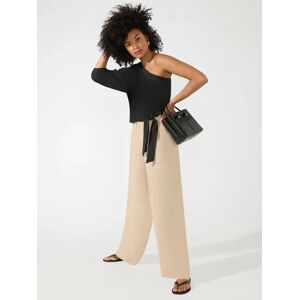 Ro&Zo Wide Leg Linen Blend Trousers, Stone - Stone - Female - Size: 20