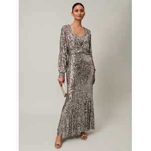 Phase Eight Thalia Sequin Maxi Dress with Cover Up, Silver - Silver - Female - Size: 6