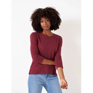 Crew Clothing 3/4 Sleeve Perfect Slub Crew T-Shirt - Maroon Red - Female - Size: 6