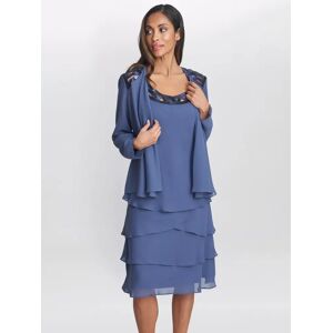 Gina Bacconi Leigh Embellished Tiered Dress & Jacket, Wedgewood - Wedgewood - Female - Size: 18