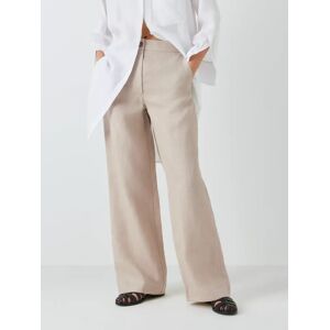 John Lewis Straight Fit Linen Trousers - Natural Twill - Female - Size: 18