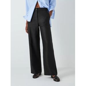 John Lewis Straight Fit Linen Trousers - Black - Female - Size: 18
