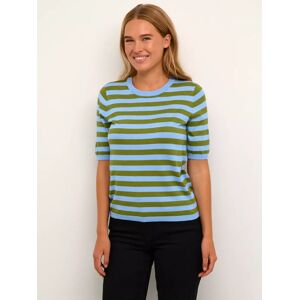 KAFFE Milo Short Sleeve Striped T-Shirt - Calla Green/Corn - Female - Size: XS