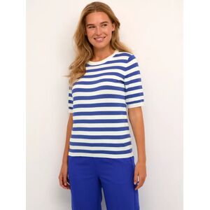 KAFFE Milo Short Sleeve Striped T-Shirt - Clematis Blue/Chalk - Female - Size: XS