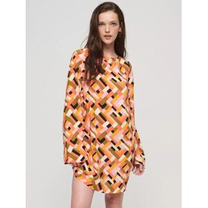 Superdry Printed Open Back Mini Dress, Quilt Geo Orange - Quilt Geo Orange - Female - Size: 8