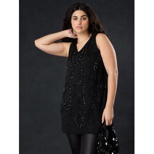 Live Unlimited Curve Embellished Chiffon Tunic Vest, Black - Black - Female - Size: 16