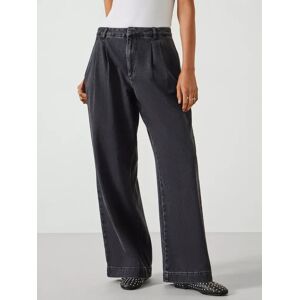 HUSH Lya Pleated Wide Leg Jeans - Washed Black - Female - Size: 18