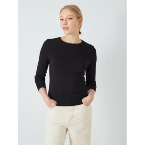 John Lewis Organic Cotton Long Sleeve Crew Neck T-Shirt - Black - Female - Size: 18