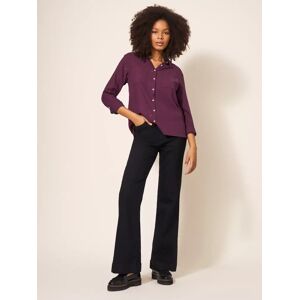 White Stuff Sophie Spot Embroidered Organic Cotton Shirt, Dark Plum - Dark Plum - Female - Size: 24