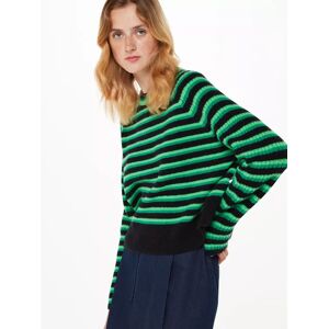 Whistles Wool Blend Stripe Crew Neck Jumper, Green/Multi - Green/Multi - Female - Size: M