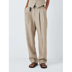 John Lewis Stripe Linen Trousers - Natural - Female - Size: 8