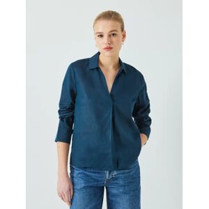 John Lewis Linen V-Neck Tunic - Navy - Female - Size: 20