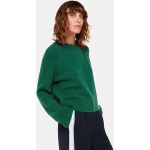 Whistles Anna Wool Blend Crew Neck Jumper - Dark Green - Female - Size: M