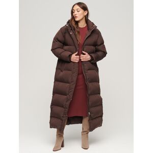 Superdry Maxi Hooded Puffer Coat - Coffee Bean Brown - Female - Size: 10