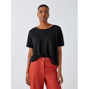 John Lewis Relaxed Linen Crew Neck T-Shirt - Black - Female - Size: 20