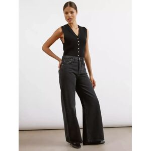 Albaray Organic Cotton Wide Leg Jeans - Black - Female - Size: 16