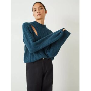 HUSH Shelby Cut Out Detail Rib Knit Jumper, Deep Teal - Deep Teal - Female - Size: M