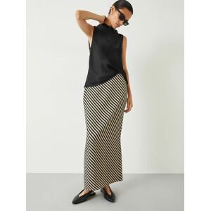 HUSH Reema Diagonal Stripe Split Maxi Skirt, Black/Cream - Black/Cream - Female - Size: 16