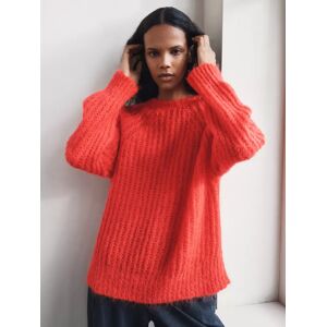 HUSH Tabby Fluffy Crew Neck Jumper - Bright Red - Female - Size: L