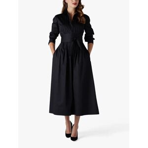 Jasper Conran London Emily Pintuck Full Skirt Midi Shirt Dress - Black - Female - Size: 18