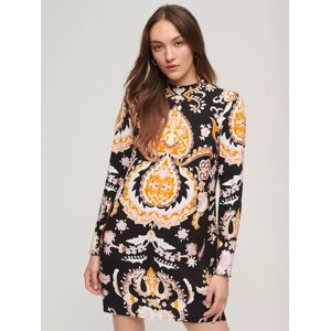 Superdry Paisley Print Long Sleeve Mini Dress, Black/Multi - Black/Multi - Female - Size: 10