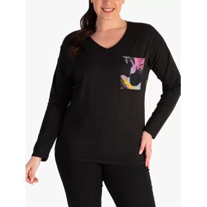 chesca Pocket V-Neck Tunic, Black/Multi - Black/Multi - Female - Size: 16-18