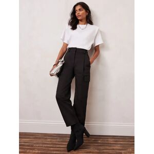 Mint Velvet Straight Leg Tailored Cargo Trousers, Black - Black - Female - Size: 10R