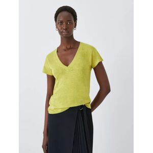 John Lewis Linen V-Neck T-Shirt - Oasis Green - Female - Size: 18