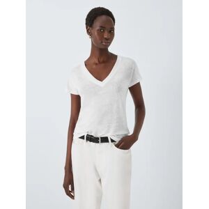 John Lewis Linen V-Neck T-Shirt - White - Female - Size: 20