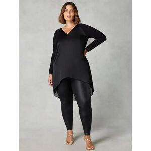 Live Unlimited Curve Satin Front High Low Tunic, Black - Black - Female - Size: 14