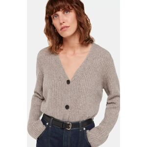 Whistles Wool Blend Rib Knit Cardigan - Neutral - Female - Size: L