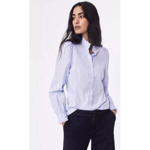 Baukjen Ryleigh Frill Neck Stripe Shirt, Ice Blue - Ice Blue - Female - Size: 18