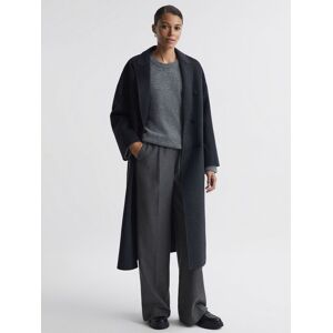 Reiss Petite Valeria Wool Blend Flannel Wide Leg Trousers, Grey - Grey - Female - Size: 14