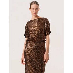 Soaked In Luxury Suse Asymmetrical Sleeve Sequin Top - Copper - Female - Size: XXL