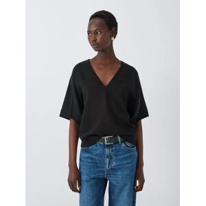 John Lewis Short Sleeve V-Neck Top - Black - Female - Size: 12