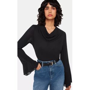 Whistles Pia Plisse Cowl Neck Blouse, Black - Black - Female - Size: 16