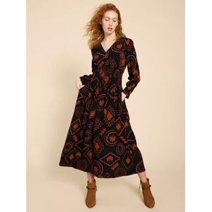 White Stuff Ecovero Midi Dress, Black/Multi - Black/Multi - Female - Size: 12