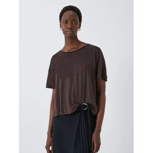 John Lewis Relaxed Linen Crew Neck T-Shirt - Chocolate - Female - Size: 20