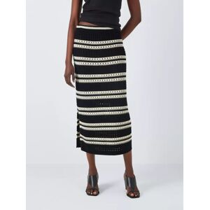 John Lewis Knitted Stripe Pointelle Skirt, Black/Multi - Black/Multi - Female - Size: 10