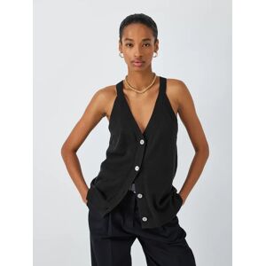 John Lewis Linen Blend Waistcoat Vest Top - Black - Female - Size: XS