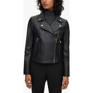 Hugo Boss BOSS Saleli Leather Biker Jacket, Black - Black - Female - Size: 4