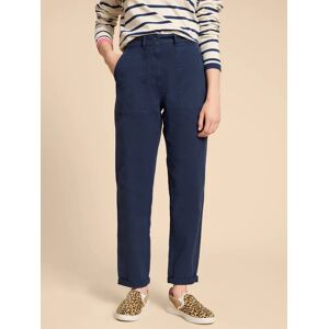 White Stuff Linen Blend Twister Chino Trousers - Dark Navy - Female - Size: 10