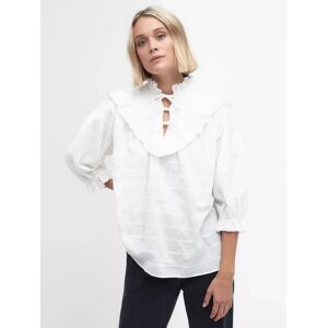 Barbour Kelburn Frill Trim Blouse, White - White - Female - Size: 14