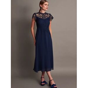 Monsoon Monica Lace Midi Dress - Navy - Female - Size: 22