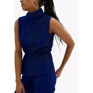 MY ESSENTIAL WARDROBE Sine Sleeveless Glitter Rollneck Top - Blue Glitter - Female - Size: XS