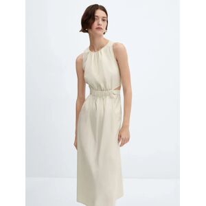 Mango Irena Cotton Slit Elastic Waist Dress - Light Beige - Female - Size: 14