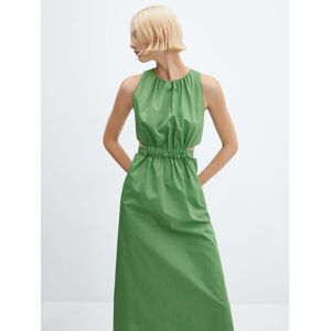 Mango Irena Cotton Slit Elastic Waist Dress - Green - Female - Size: 6