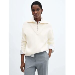 Mango Empire Zip Neck Jumper, Light Beige - Light Beige - Female - Size: XS