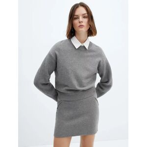 Mango Nora Round Neck Jumper - Grey - Female - Size: XS